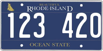 RI license plate 123420