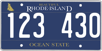 RI license plate 123430