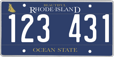 RI license plate 123431