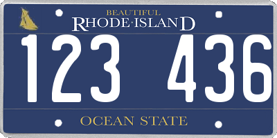 RI license plate 123436