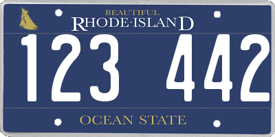 RI license plate 123442
