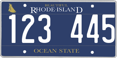 RI license plate 123445