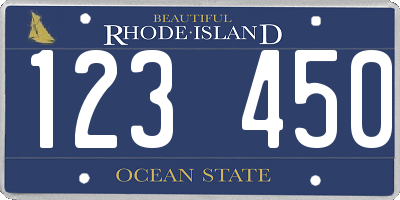 RI license plate 123450