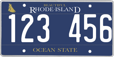 RI license plate 123456