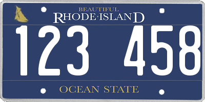RI license plate 123458