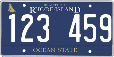 RI license plate 123459
