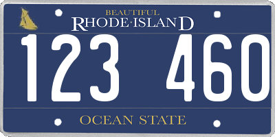 RI license plate 123460