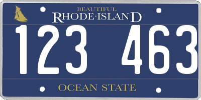 RI license plate 123463