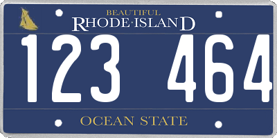 RI license plate 123464