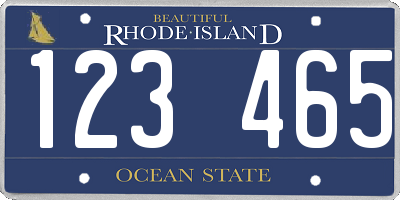 RI license plate 123465