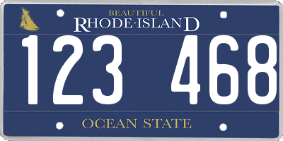 RI license plate 123468