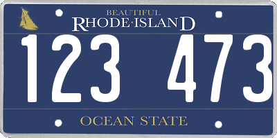RI license plate 123473