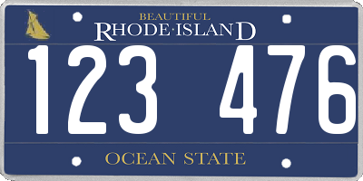 RI license plate 123476