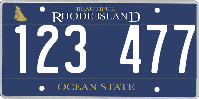 RI license plate 123477