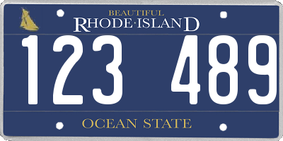 RI license plate 123489