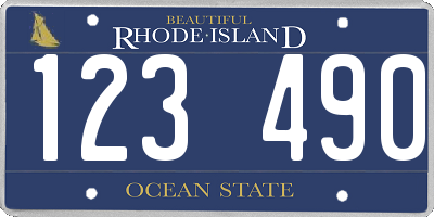 RI license plate 123490