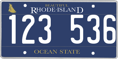 RI license plate 123536