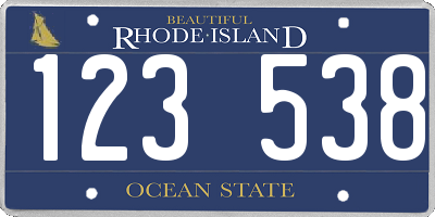 RI license plate 123538