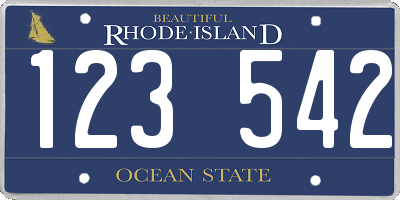 RI license plate 123542