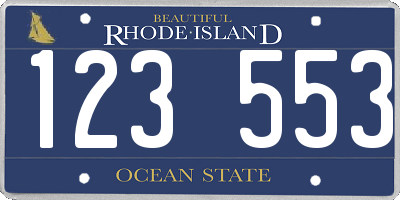 RI license plate 123553