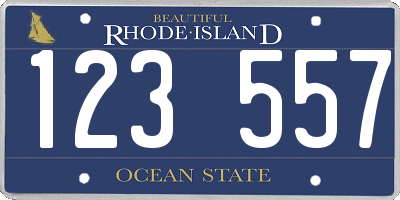 RI license plate 123557
