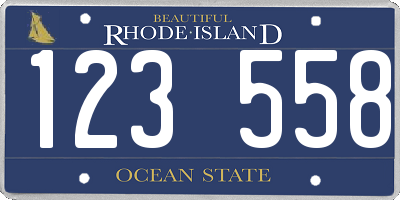 RI license plate 123558
