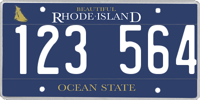 RI license plate 123564