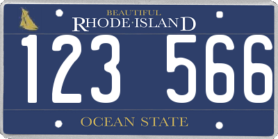 RI license plate 123566
