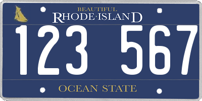 RI license plate 123567