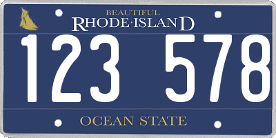 RI license plate 123578