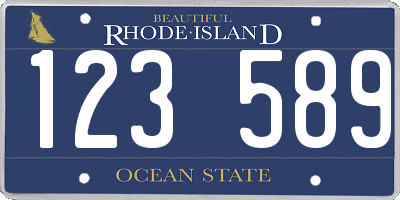 RI license plate 123589