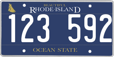 RI license plate 123592