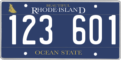 RI license plate 123601