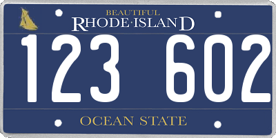 RI license plate 123602