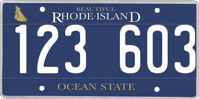 RI license plate 123603