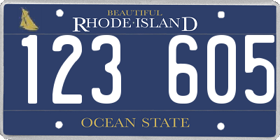 RI license plate 123605