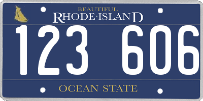 RI license plate 123606