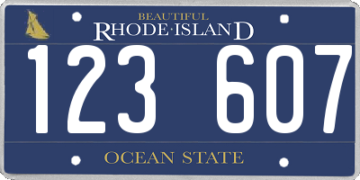 RI license plate 123607
