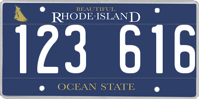 RI license plate 123616