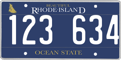 RI license plate 123634