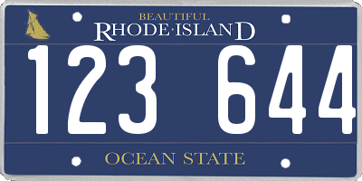 RI license plate 123644