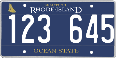 RI license plate 123645