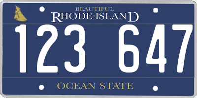 RI license plate 123647