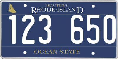 RI license plate 123650