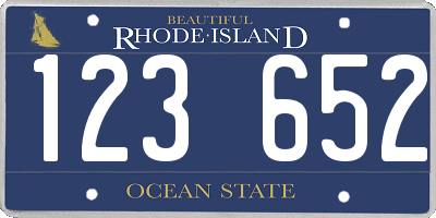 RI license plate 123652