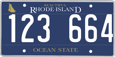 RI license plate 123664
