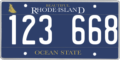 RI license plate 123668