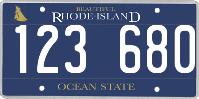 RI license plate 123680