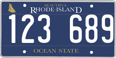 RI license plate 123689