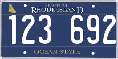RI license plate 123692